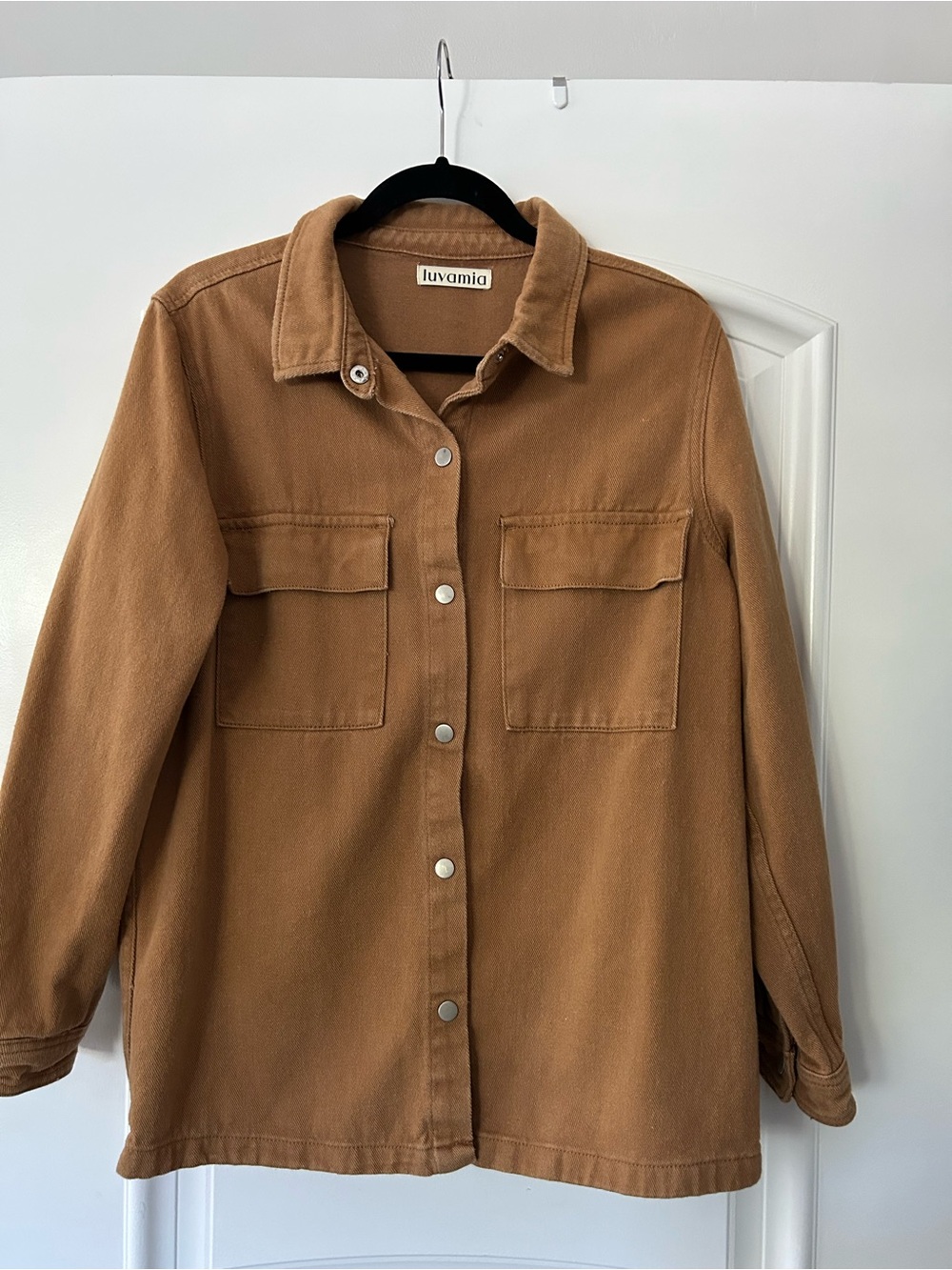 Luvamia Women's Tan Utility Denim Jacket